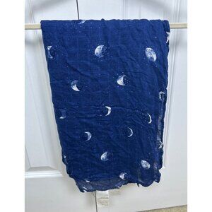 Aden & Anais Swaddling Blanket White Label Moon Stars Navy Blue Bamboo 44"x44"